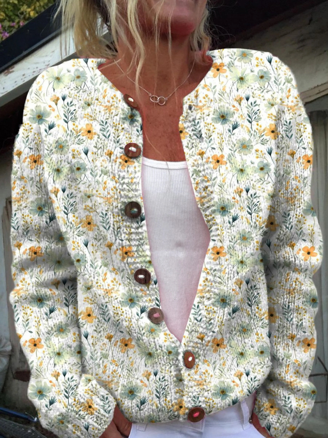Cardigan Rosa Francese ad Acquerello